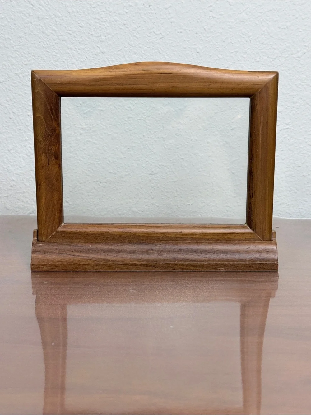 Vintage Teak Double-Sided Wood Freestanding 4x6 Picture Frame
